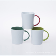 Top -Qualität Keramik 11oz Sublimation Tassen mit Farbfelgen und Griff